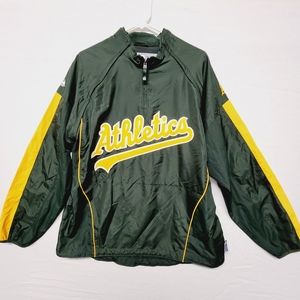 Oakland A's Athletics 63 Removable Sleeves Pullover Sz L Authentic Majestic MLB